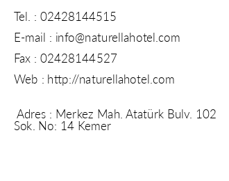 Naturella Hotel iletiim bilgileri